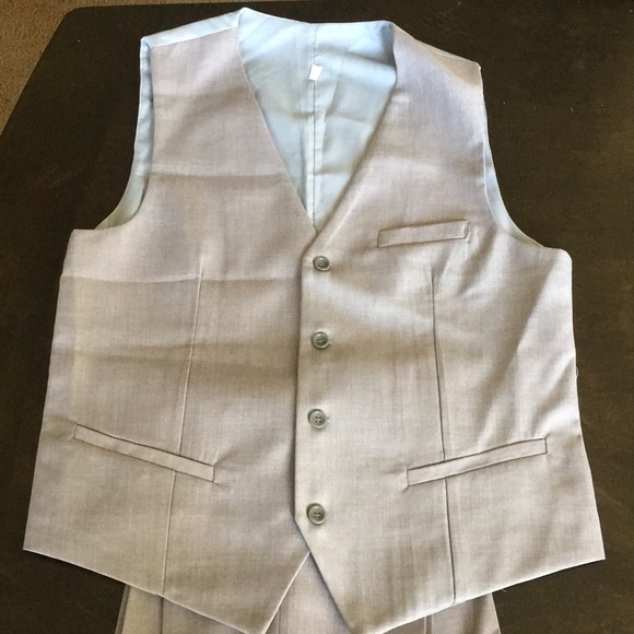 YFFUSHI Mens Light Grey M One-Button 3 Piece Suit - Picture 2 of 8